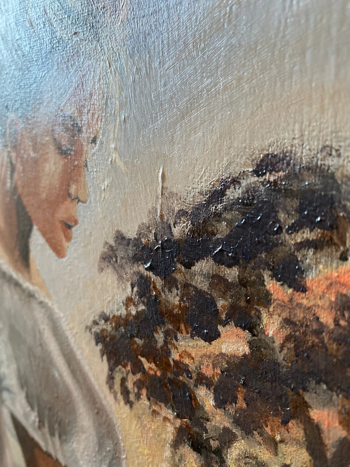 Natalee (White Top), detail, erotic oil painting on canvas, 50 × 30 cm, by Willem van der Krieken