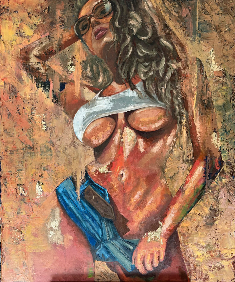 White Top (Gold Leaf) - Signed Print, signed art print after the oil painting, by Willem van der Krieken