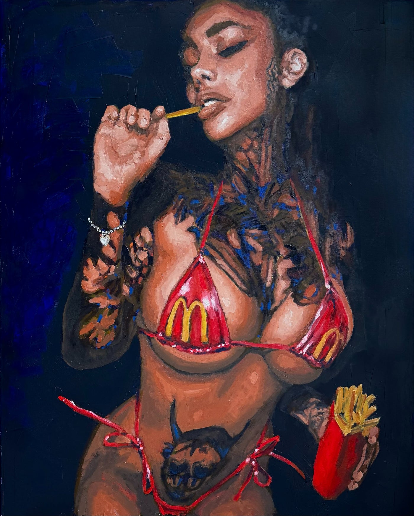 Elisa (Appetite), erotic oil painting on stretched canvas, 100 × 80 cm, by Willem van der Krieken