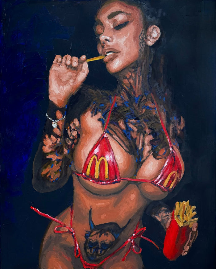 Elisa (Appetite), erotic oil painting on stretched canvas, 100 × 80 cm, by Willem van der Krieken