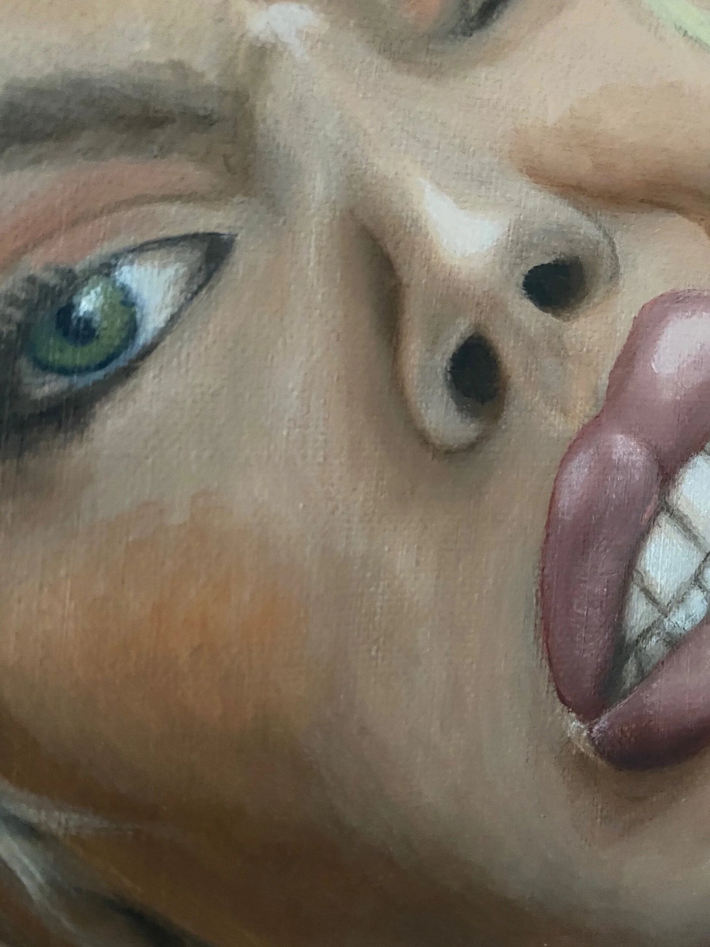 Kayleigh (Tattoos), detail, erotic oil painting on canvas, 100 × 80 cm, by Willem van der Krieken