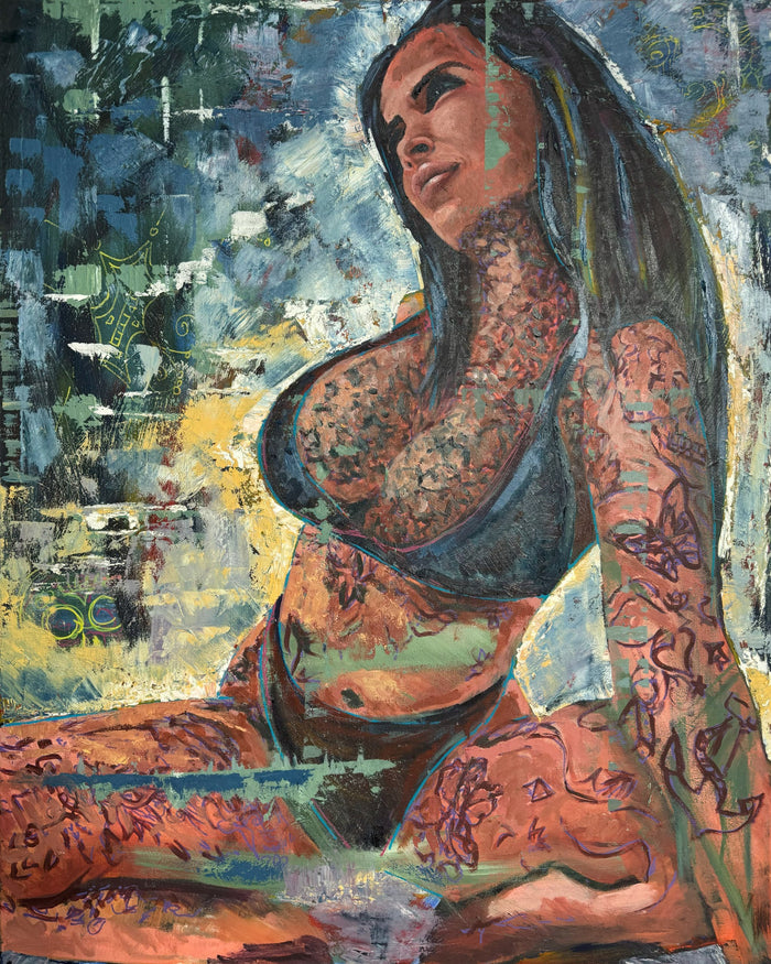 Dailey (Illustrated), erotic oil painting on stretched canvas, 100 × 80 cm, by Willem van der Krieken