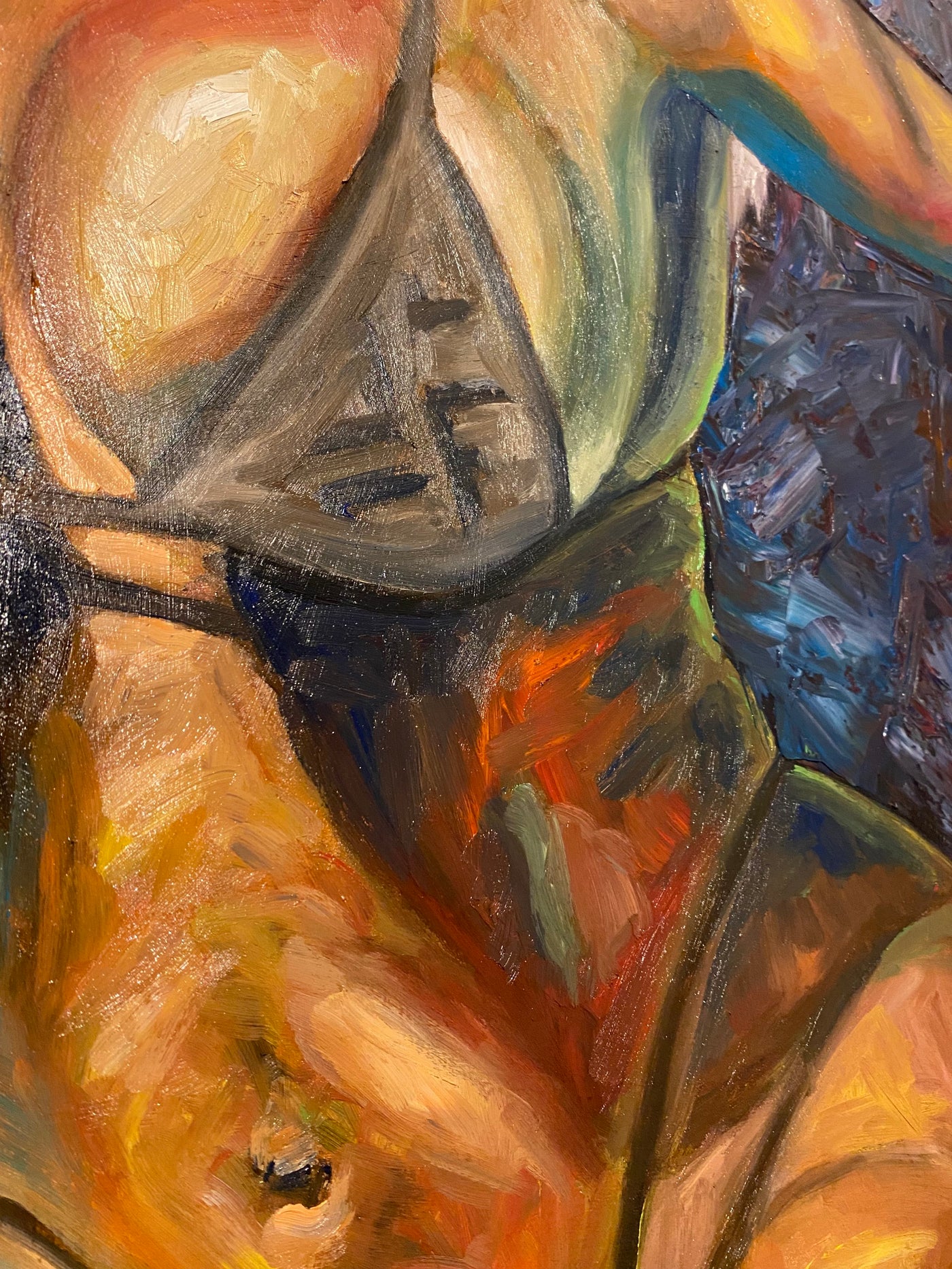 Dana (Black Bikini), detail, erotic oil painting on canvas, 120 × 80 cm, by Willem van der Krieken
