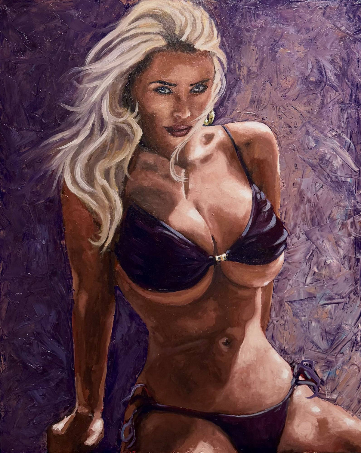 Mikayla (Hot Summer), erotic oil painting on stretched canvas, 100 × 80 cm, by Willem van der Krieken