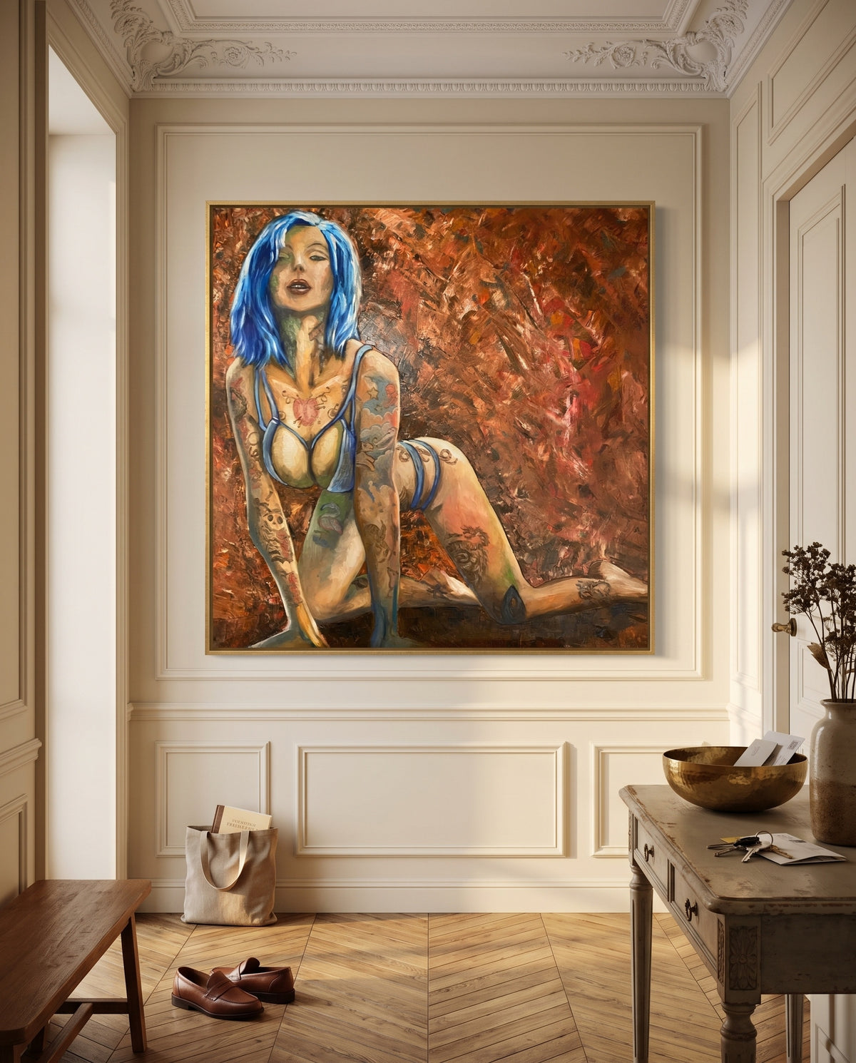 Riae (Blue Hair) in a room: an impression, not a measurement